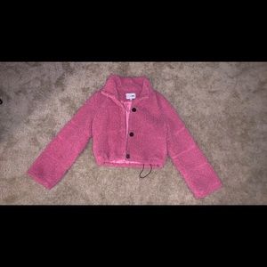 Pink faux sheep fur jacket